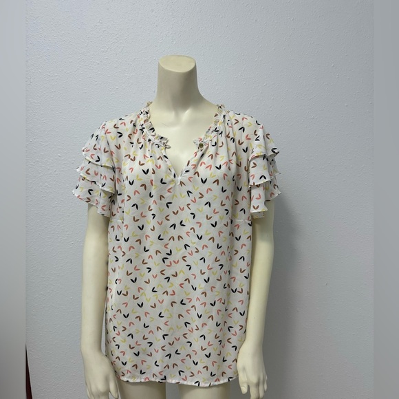 EUC Liz Claiborne Leaf Print Lightweight Blouse - Picture 2 of 11